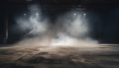 Mystical Ambiance: Smoke and Sparks on Concrete Surface