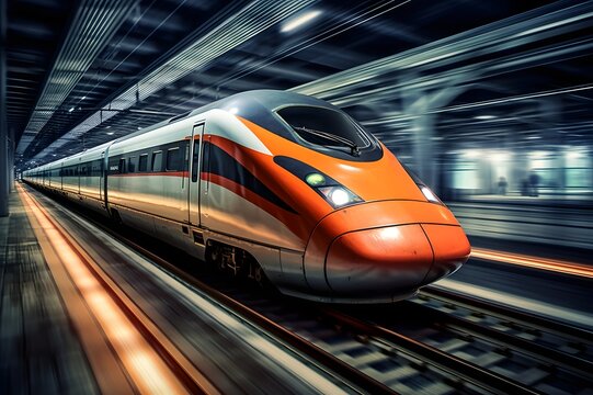 High speed train in motion blur