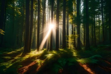 sun rays in forest