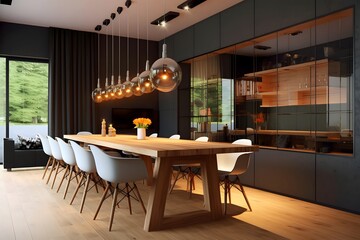 Interior of modern dining room