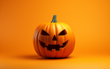 Halloween jack o lantern on orange background