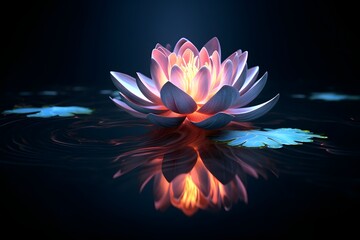 Naklejka na ściany i meble Lotus flower in the water at night
