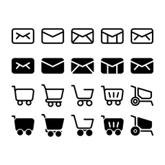 icons mail and cart line solid mobile