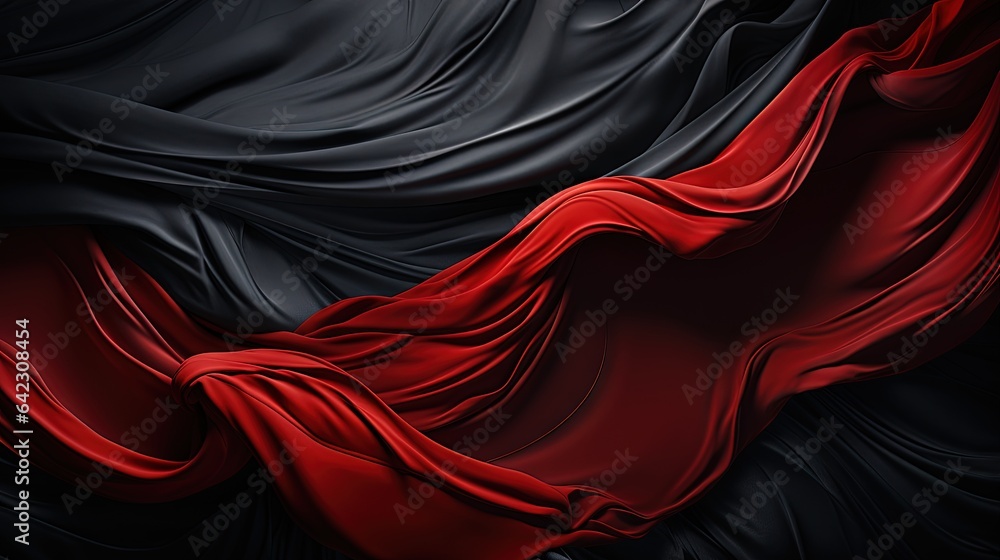 Poster a black and red background with a red and black design. generative ai