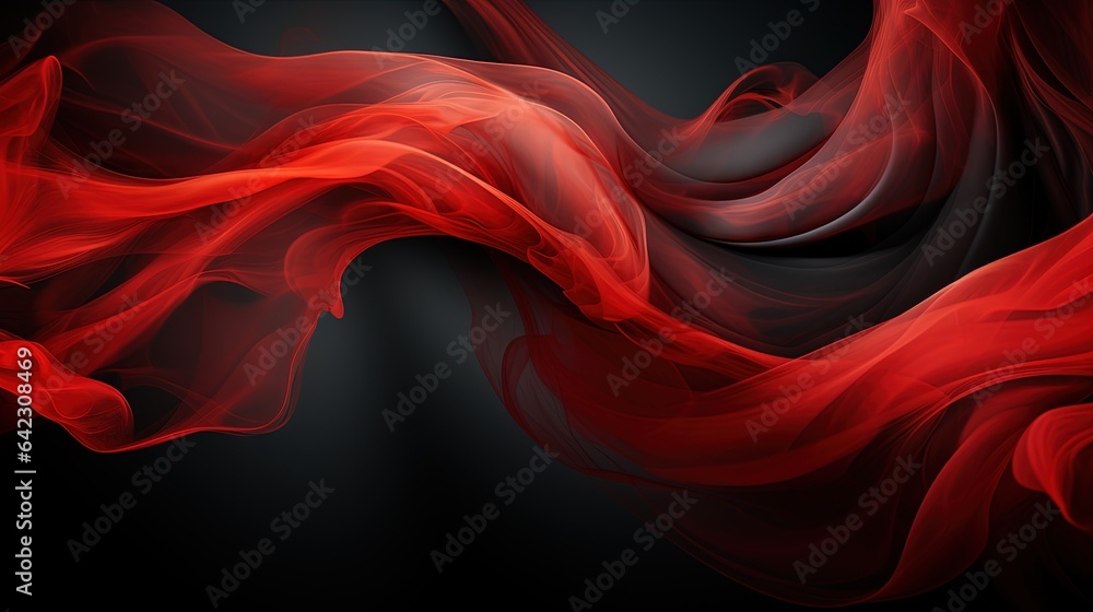 Poster a red and black background with a wavy design on it. generative ai