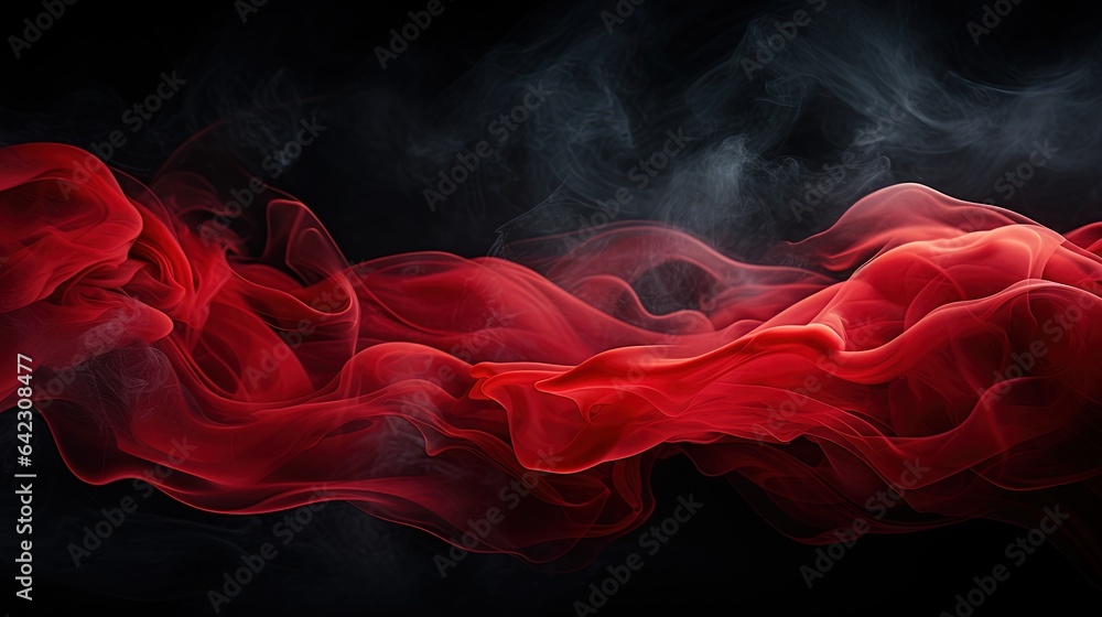 Poster a red and black background with smoke in the middle of it. generative ai