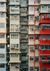 Obraz premium the blocks of flats in city with air conditioners on their side, great advertisement, cover, magazine shot 