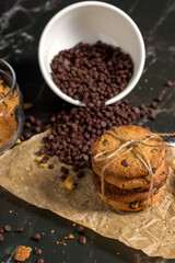 Homemade cookies with chocolate and raisins