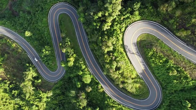 Beautiful road on the mountain by drone