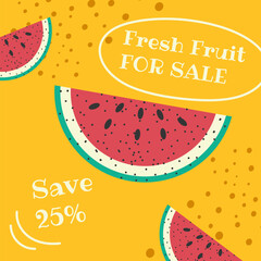 Fresh fruit for sale, save twenty five percent