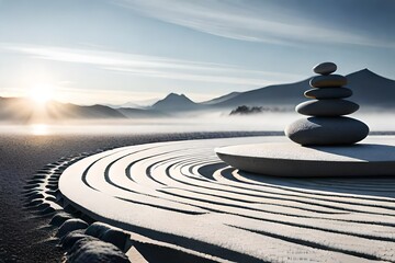 zen stones in the sand