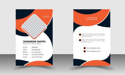 Modern and creative Corporate Business identity card design for employees with orange and black color variation