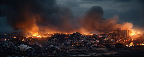 Waste being burned, wide banner