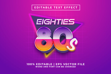 Eighties 3d Editable Text Effect Retro 80s Style Premium Vector