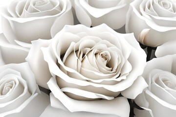white roses on white background