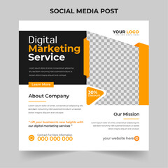Fototapeta premium Stylish digital marketing agency social media post or banner design template. Editable squire social media banner template, story and web internet ads