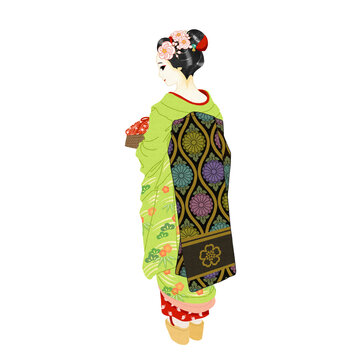 おふくに梅の花かんざしの舞妓さん・PNG