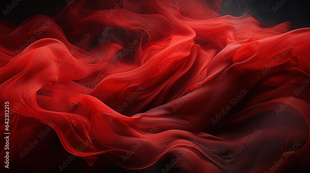 Poster a red and black background with a large amount of smoke. generative ai