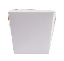 White cardboard container box on white background mockup