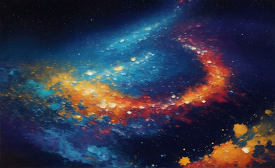 Fototapeta premium A colorful night with shiny stars oil color abstract background.