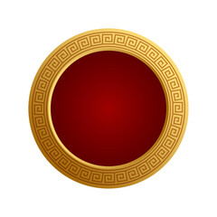 Vector mid autumn festival or chinese new year, round gold and red frame on white background