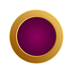 Vector mid autumn festival or chinese new year, round gold and purple frame on white background