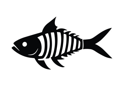 Fish Bone Flat Vector Icon on White