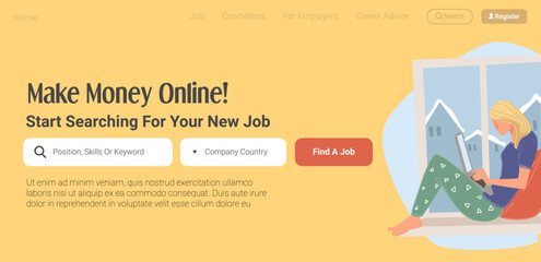 Obraz premium Make money online, search for new remote job