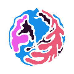 Floral Abstract Elements Arranged in Round Shape Vector Composition