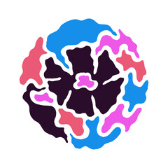 Floral Abstract Elements Arranged in Round Shape Vector Composition