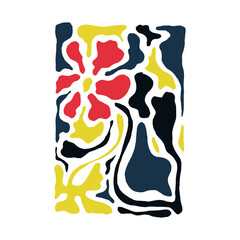 Floral Abstract Elements Arranged in Rectangular Shape Vector Composition