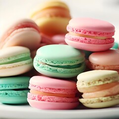 Fototapeta premium colorful macaroons on a wooden table