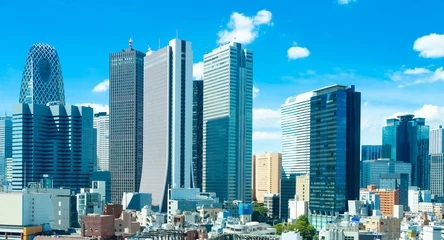 Papier Peint photo Lavable Tokyo 東京 新宿の高層ビル群　ビジネスイメージ