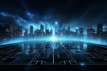 Fototapeta na wymiar Technology background image dark blue of the future city