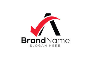 Trendy and Professional letter A check mark done logo design vector template