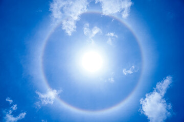 A halo formed around the Sun due to Cirrostratus clouds