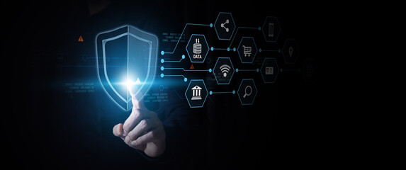 Cyber security data protection online computer network and personal privacy user access key protect and hacker cybercrime prevent or safety storage cloud transfer sharing financial internet banking
