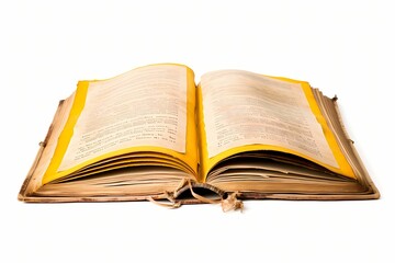 Fototapeta premium Vintage Opened Old Book Isolated on White Background, perfect for adding a touch of nostalgia to your projects