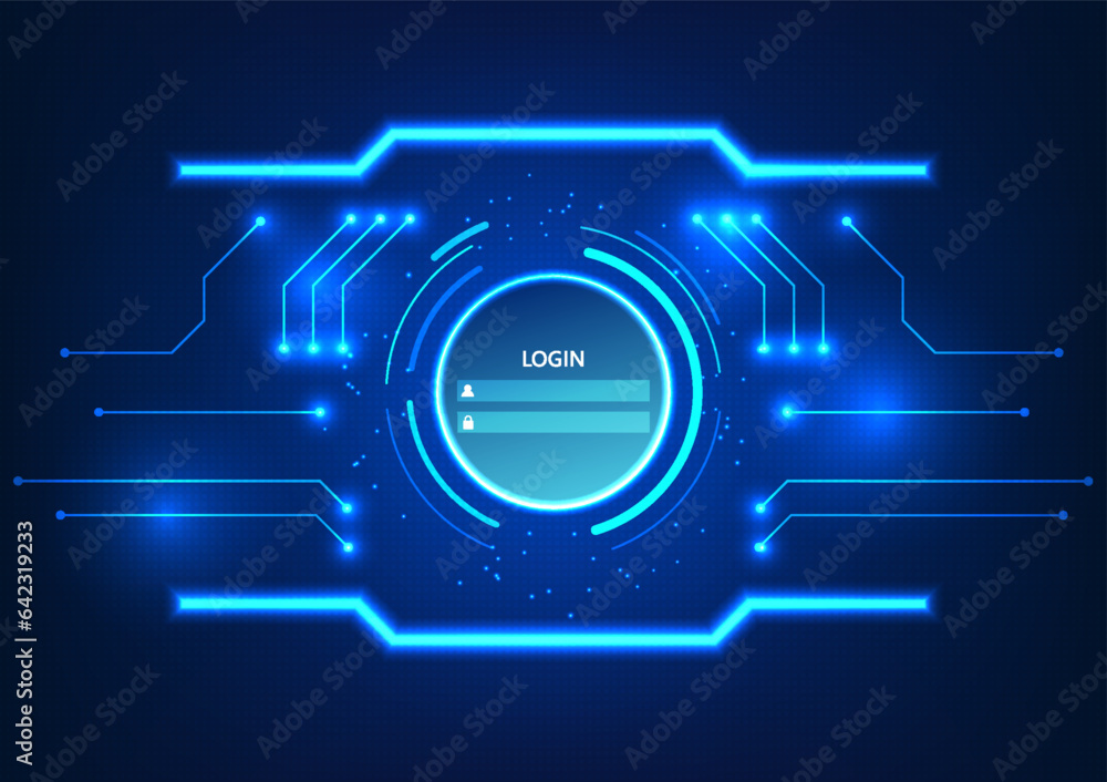 Poster screen technology background use the login to access the system. it is a vector illustration designe