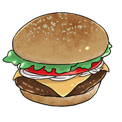 ハンバーガーのイラスト　焼き目あり