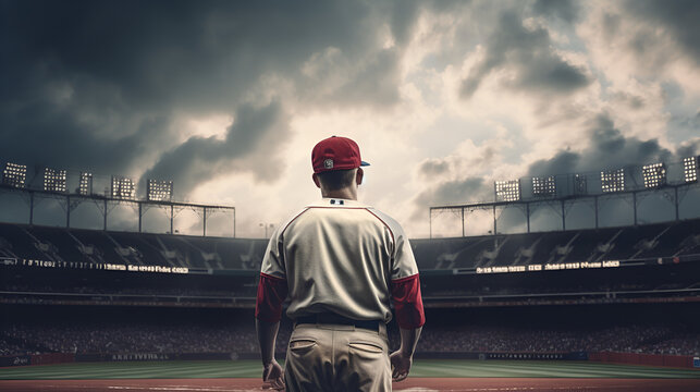 American Baseball Player Facing The Field