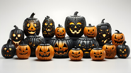 halloween pumpkin 3d object background illustration orange celebration holiday generative Ai.