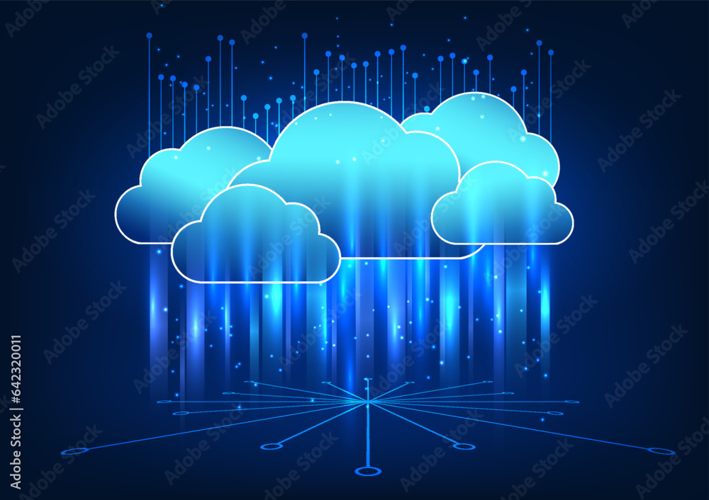Poster cloud technology there is a circuit board connected to the cloud. refers to cloud technology that is