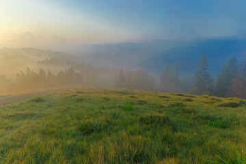 Photo of dawn in the mountains
