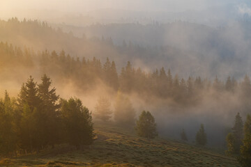 Photo of dawn in the mountains