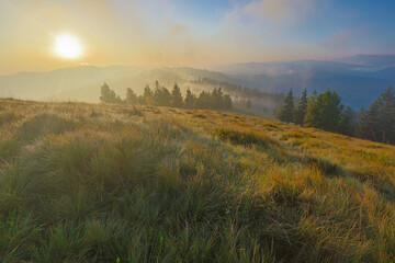 Photo of dawn in the mountains