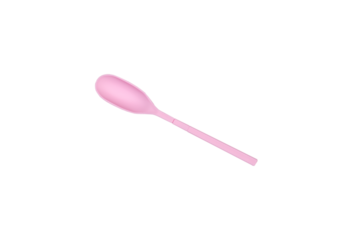 pink plastic spoon on transparent background. pastel colors