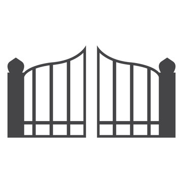 Wrought iron gate icon, gate icon vector illustration isolated on white background.