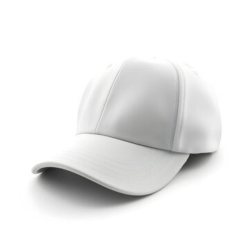Font View of White Hat Isolated on White Background.
