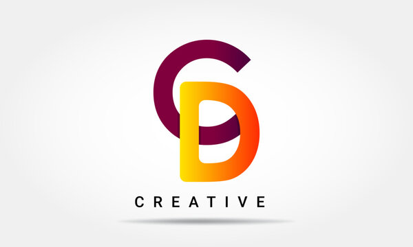 Initial CD letter colorful logo design vector icon illustration